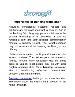 Importance of Banking translation