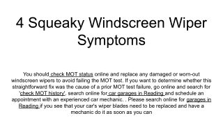 4 Squeaky Windscreen Wiper Symptoms