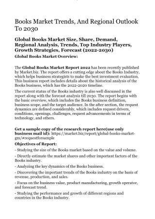 Books Market Trends, And Regional Outlook To 2030