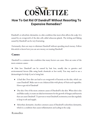 How To Get Rid Of Dandruff Without Resorting To Expensive Remedies