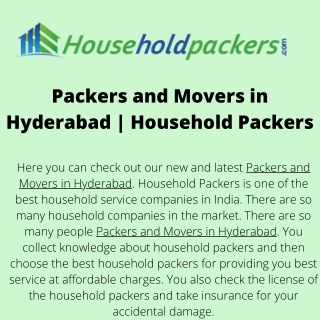 Packers and Movers in Hyderabad  Household Packers