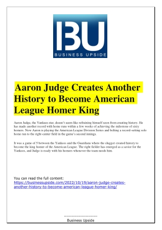 Aaron Judge Creates Another History to Become American League Homer King