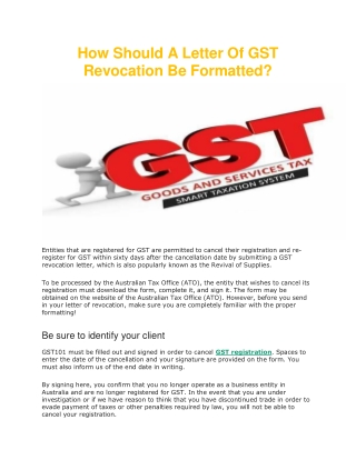 How Should A Letter Of GST Revocation Be Formatted?