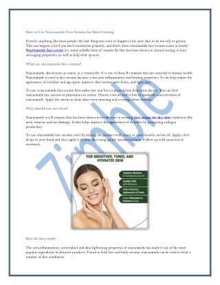 How to Use Niacinamide Face Serums for Skin Glowing