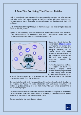 A Few Tips For Using The Chatbot Builder