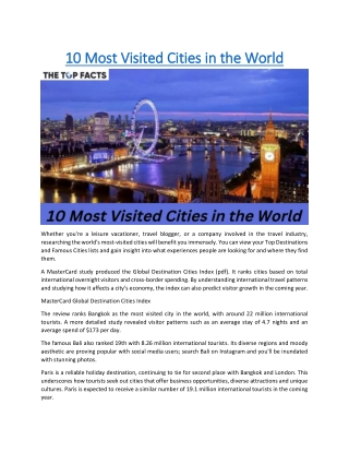 10 Most Visited Cities in the World