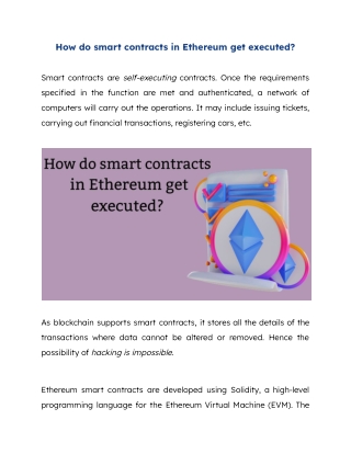 How do smart contracts in Ethereum get executed