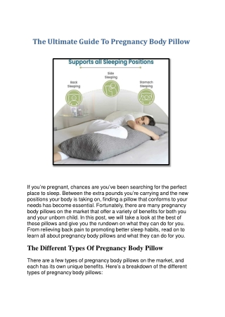 The Ultimate Guide To Pregnancy Body Pillow