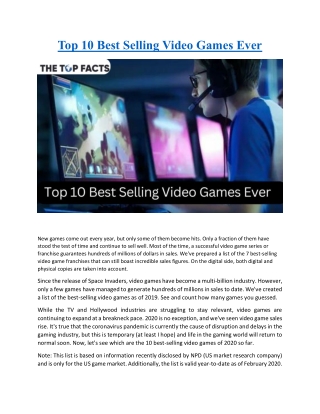Top 10 Best Selling Video Games Ever