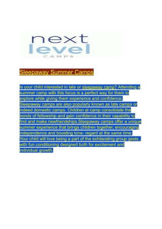 Sleepaway Summer Camps