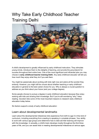 Why Take Early Childhood Teacher Training Delhi (1)