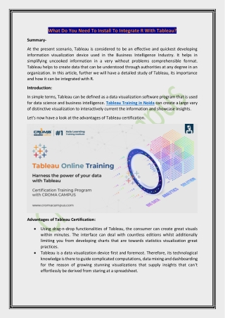 What Do You Need To Install To Integrate R With Tableau?