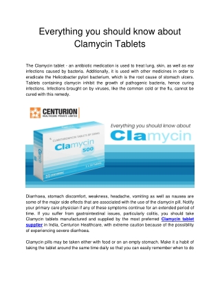 Everything you should know about Clamycin Tablets