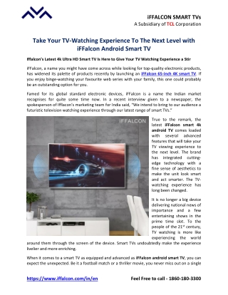 Take Your TV-Watching Experience To The Next Level with iFFalcon Android Smart T