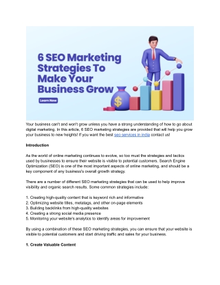 6 SEO Marketing Strategies To Make Your Business Grow