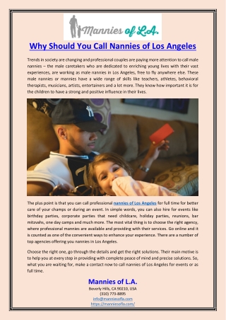 Why Should You Call Nannies of Los Angeles