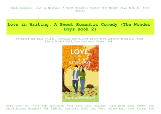 (Epub Download) Love in Writing A Sweet Romantic Comedy (The Wonder Boys Book 2) [Free Ebook]