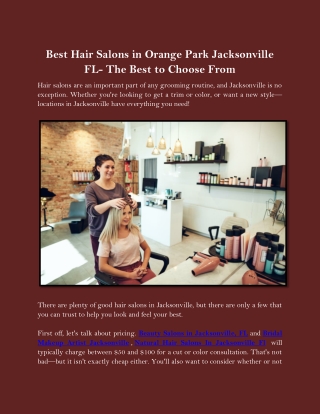 Best Hair Salons in Orange Park Jacksonville FL- The Best to Choose From