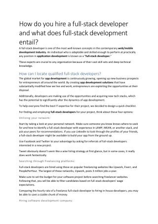 How do you hire a full-stack developer and what does full-stack development?