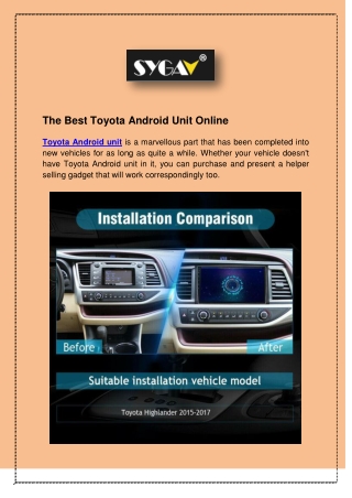 The Best Toyota Android Unit Online