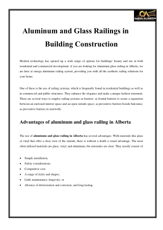 Aluminum and Glass Railings in Building Construction