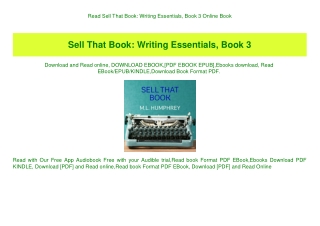 Read Sell That Book Writing Essentials  Book 3 Online Book