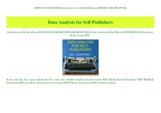 DOWNLOAD EBOOK Data Analysis for Self-Publishers [KINDLE EBOOK EPUB]
