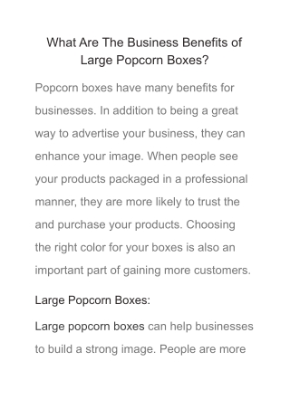 What Are The Business Benefits of Large Popcorn Boxes