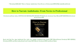 Download EBOoK@ How to Narrate Audiobooks From Novice to Professional [PDF EPuB AudioBook Ebook]