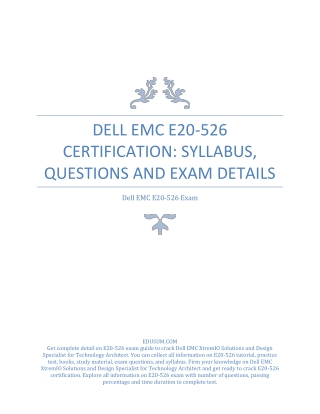 Dell EMC E20-526 Certification: Syllabus, Questions and Exam Details