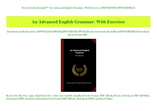 Free [download] [epub]^^ An Advanced English Grammar With Exercises [PDF EBOOK EPUB KINDLE]