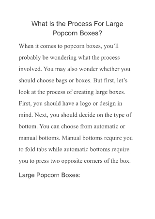 What Is the Process For Large Popcorn Boxes