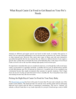What Royal Canin Cat Food to Get Based on Your Pet’s Needs