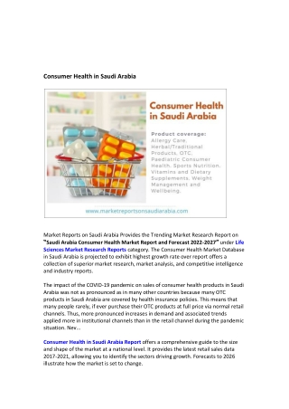 Saudi Arabia Consumer Health Market Research Report 2017-2027