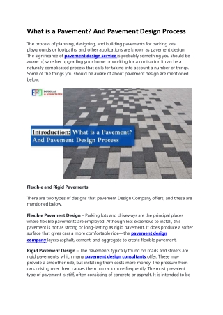 What is a Pavement  And Pavement Design Process