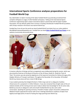 International Sports Conference analyses preparations for Football World Cup