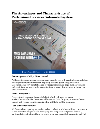 The Advantages and Characteristics of Professional Services Automated system