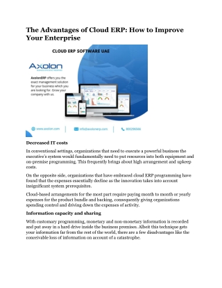 The Advantages of Cloud ERP How to Improve Your Enterprise