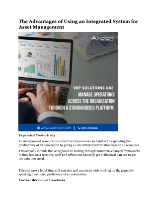 The Advantages of Using an Integrated System for Asset Management