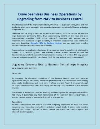 Drive Seamless Business Operations by upgrading from NAV to Business Central