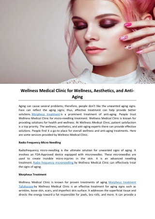 Wellness Medical Clinic for Wellness, Aesthetics, and Anti-Aging