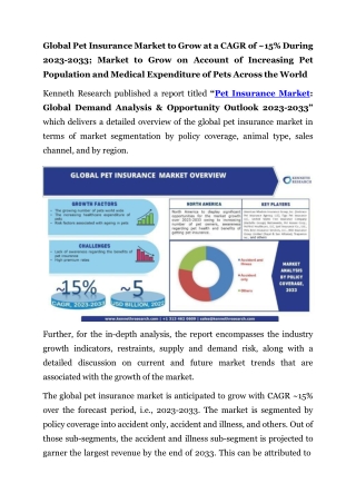 Global Pet Insurance Market Press Release