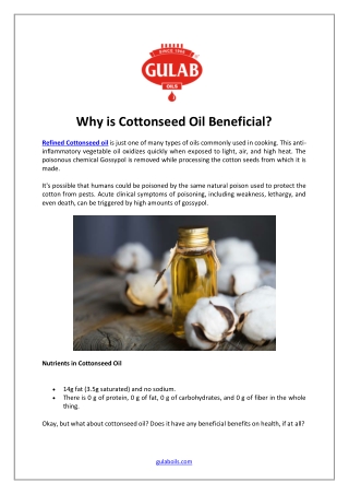 Why is Cottonseed Oil Beneficial?