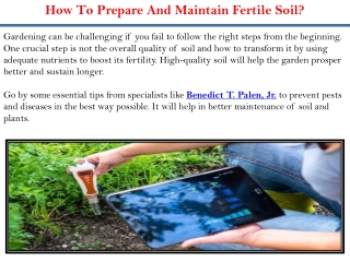 How To Prepare And Maintain Fertile Soil?