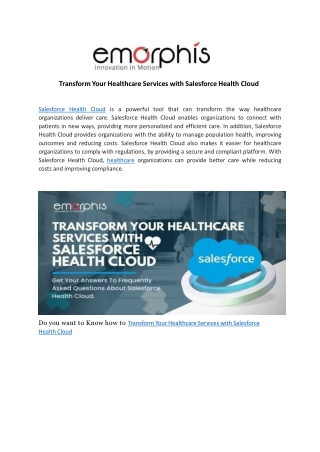 Transform Your Healthcare Services with Salesforce Health Cloud