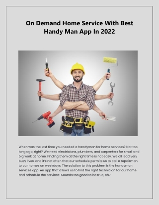 On Demand Home Service With Best Handy Man App In 2022