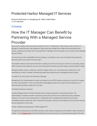 Protected Harbor Managed IT Services