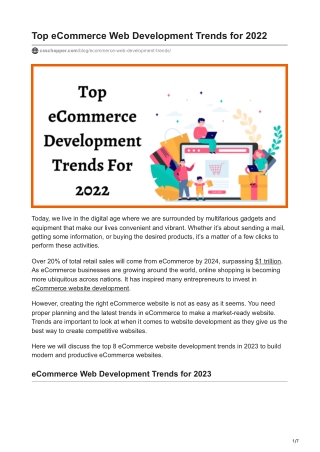 Top eCommerce Web Development Trends