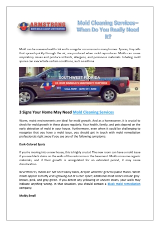 Mold Cleaning Services– When Do You Really Need It?