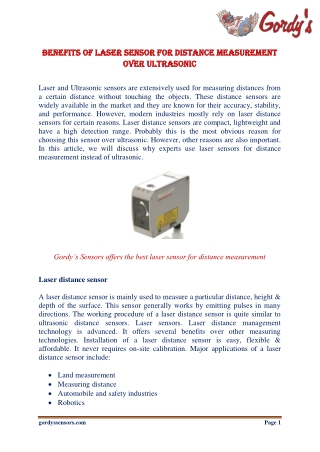 Benefits of laser sensor for distance measurement over ultrasonic